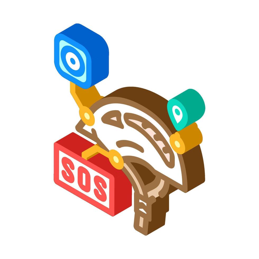 smart helmet wearable isometric icon illustration vector