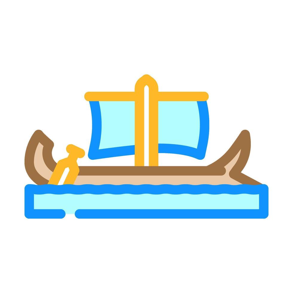 bireme ancient ship color icon illustration vector