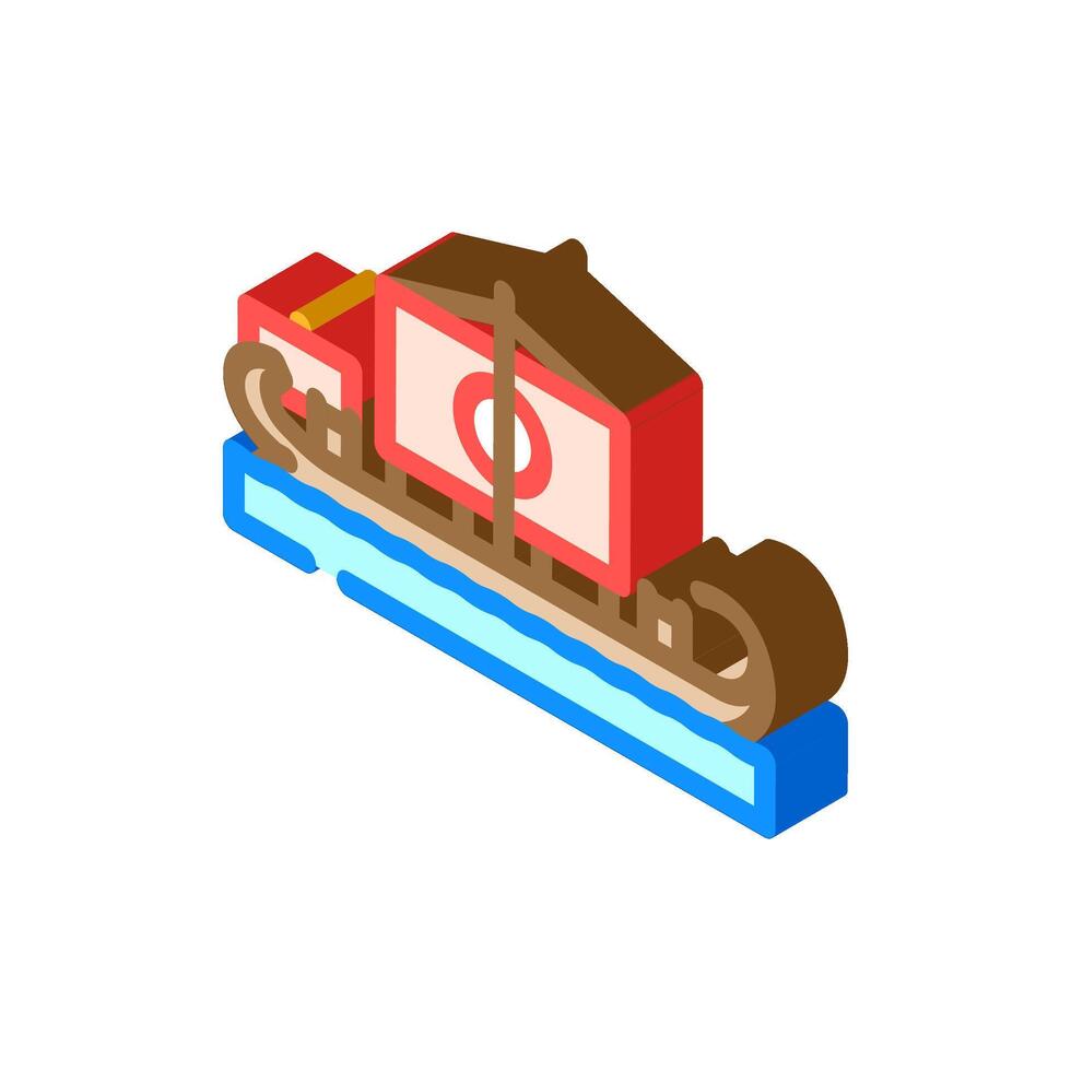 quinquereme ancient ship isometric icon illustration vector
