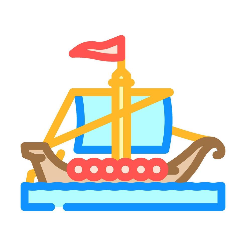 knarr ancient ship color icon illustration vector