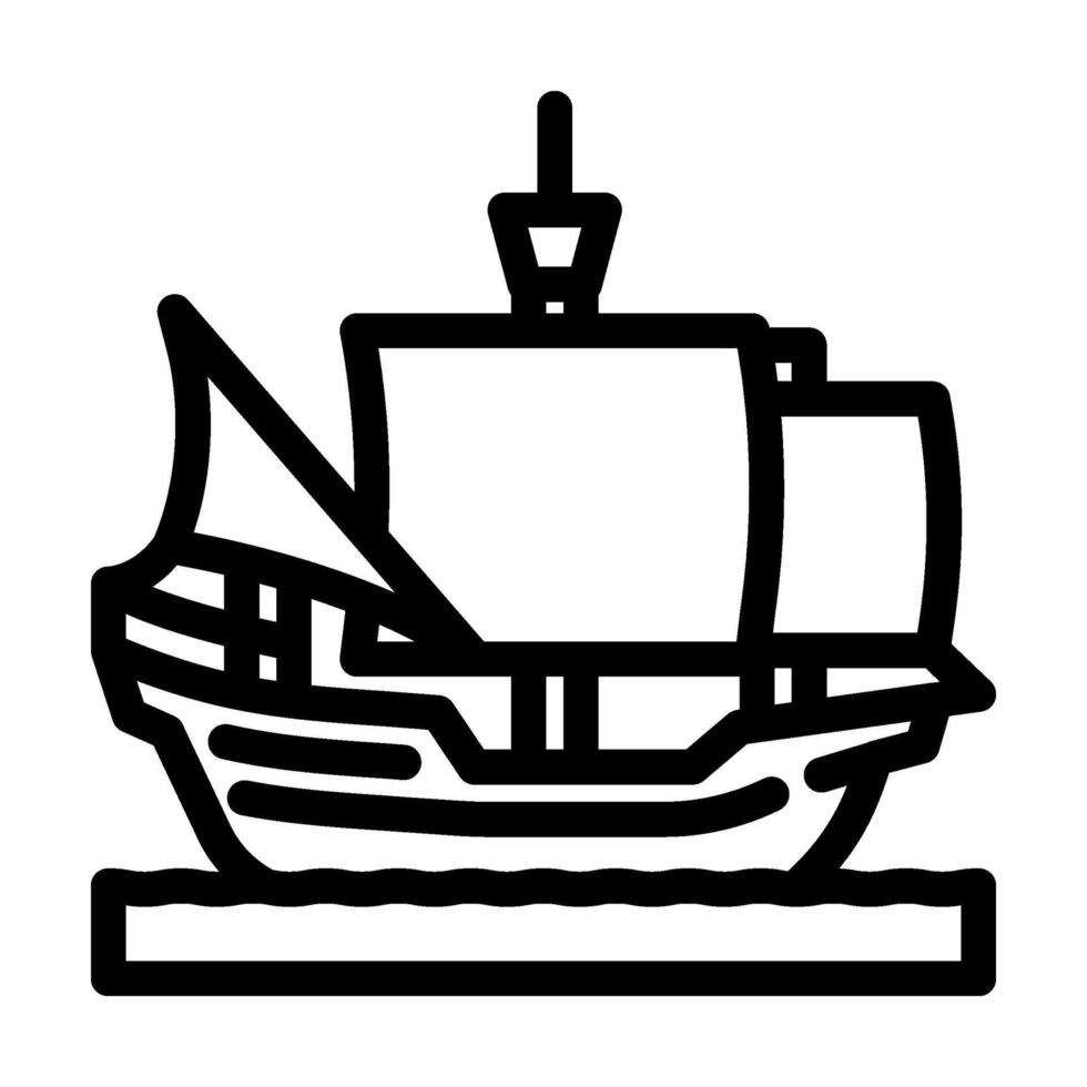 carrack ancient ship line icon illustration vector
