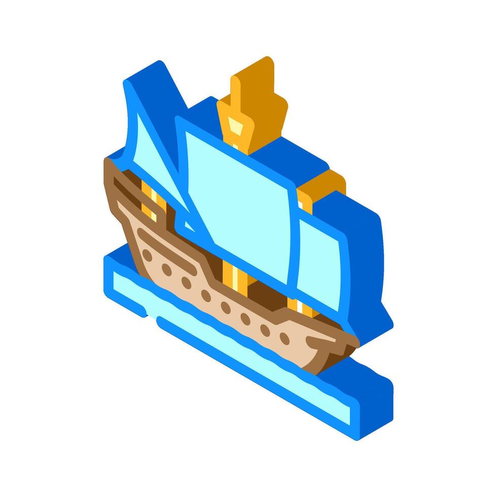 carrack ancient ship isometric icon illustration vector