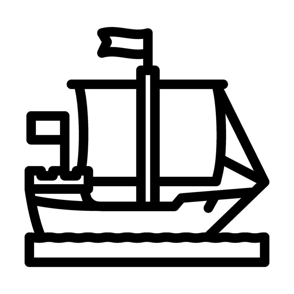 cog ancient ship line icon illustration vector