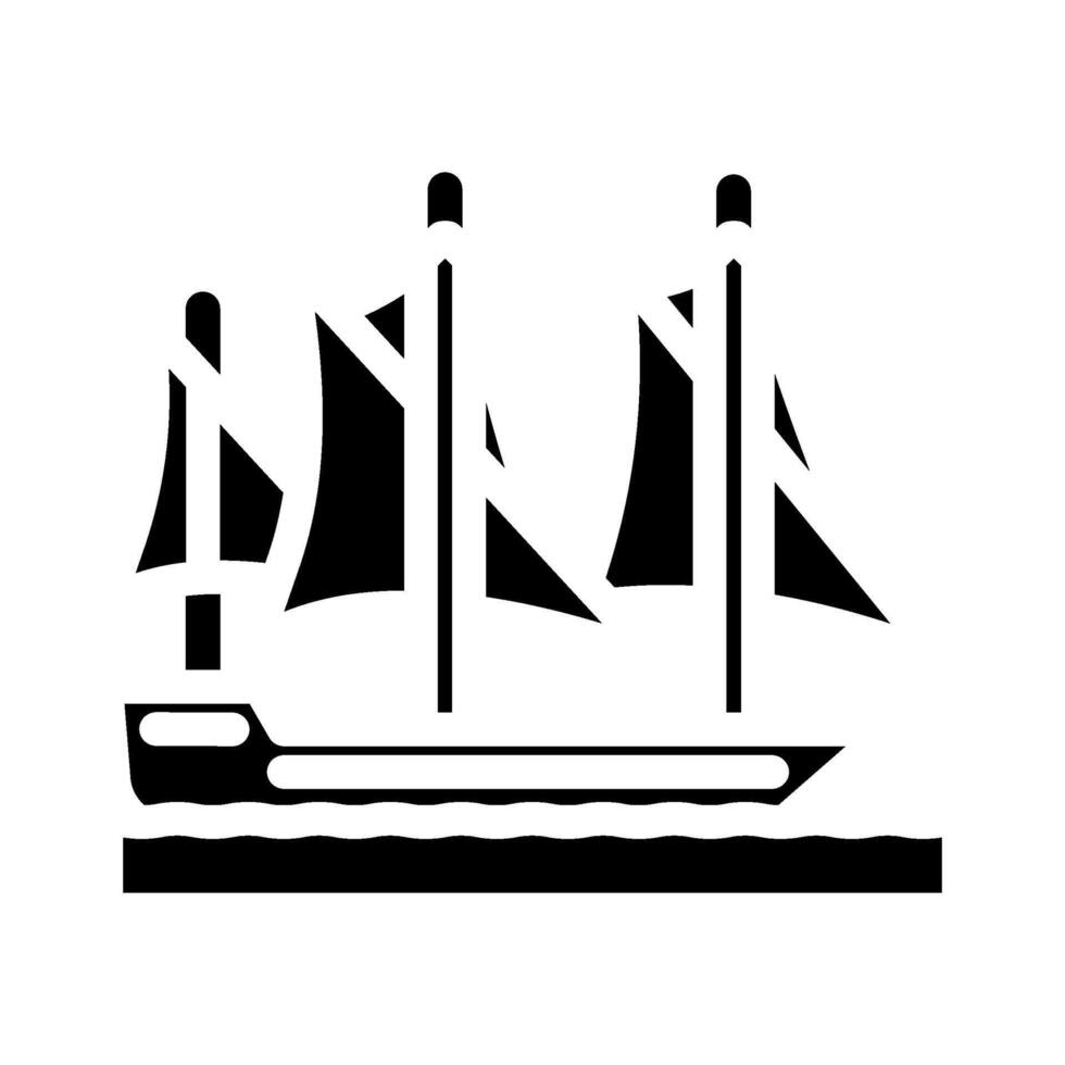 galley ancient ship glyph icon illustration vector