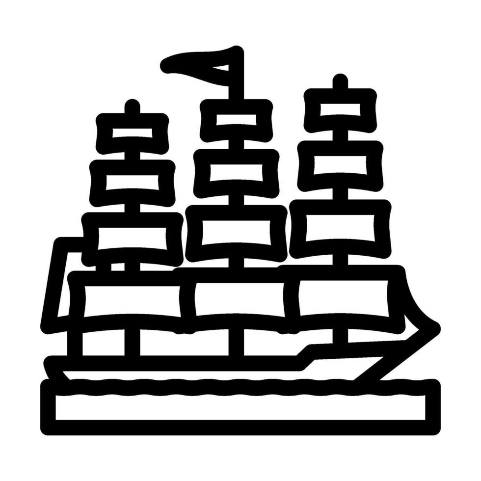 barque ancient ship line icon illustration vector