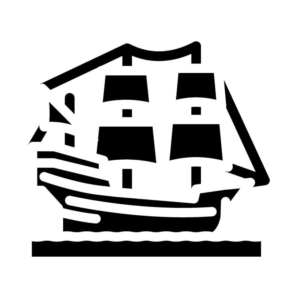 galleon ancient ship glyph icon illustration vector