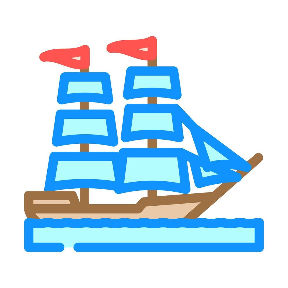 brigantine ancient ship color icon illustration vector
