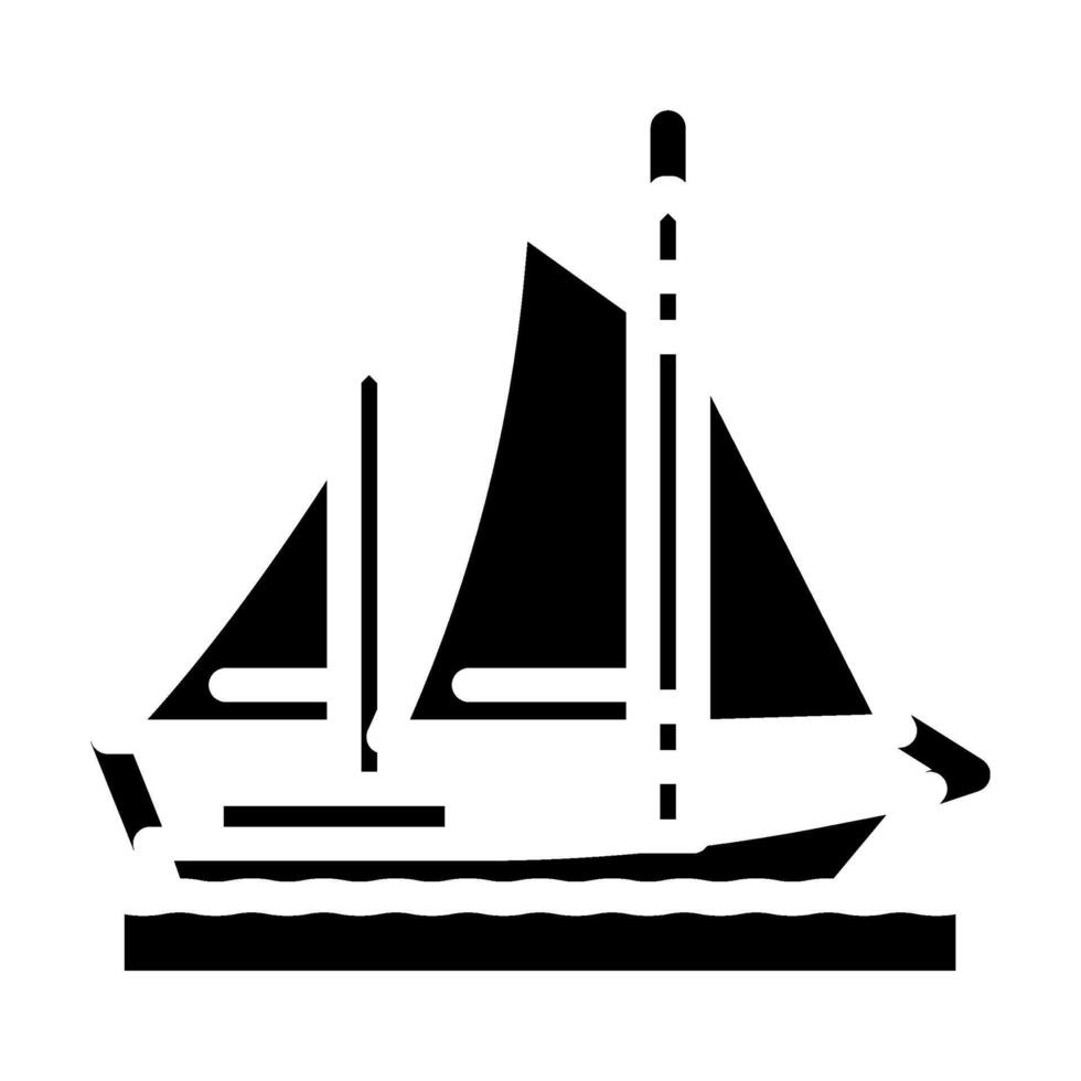 ketch ancient ship glyph icon illustration vector