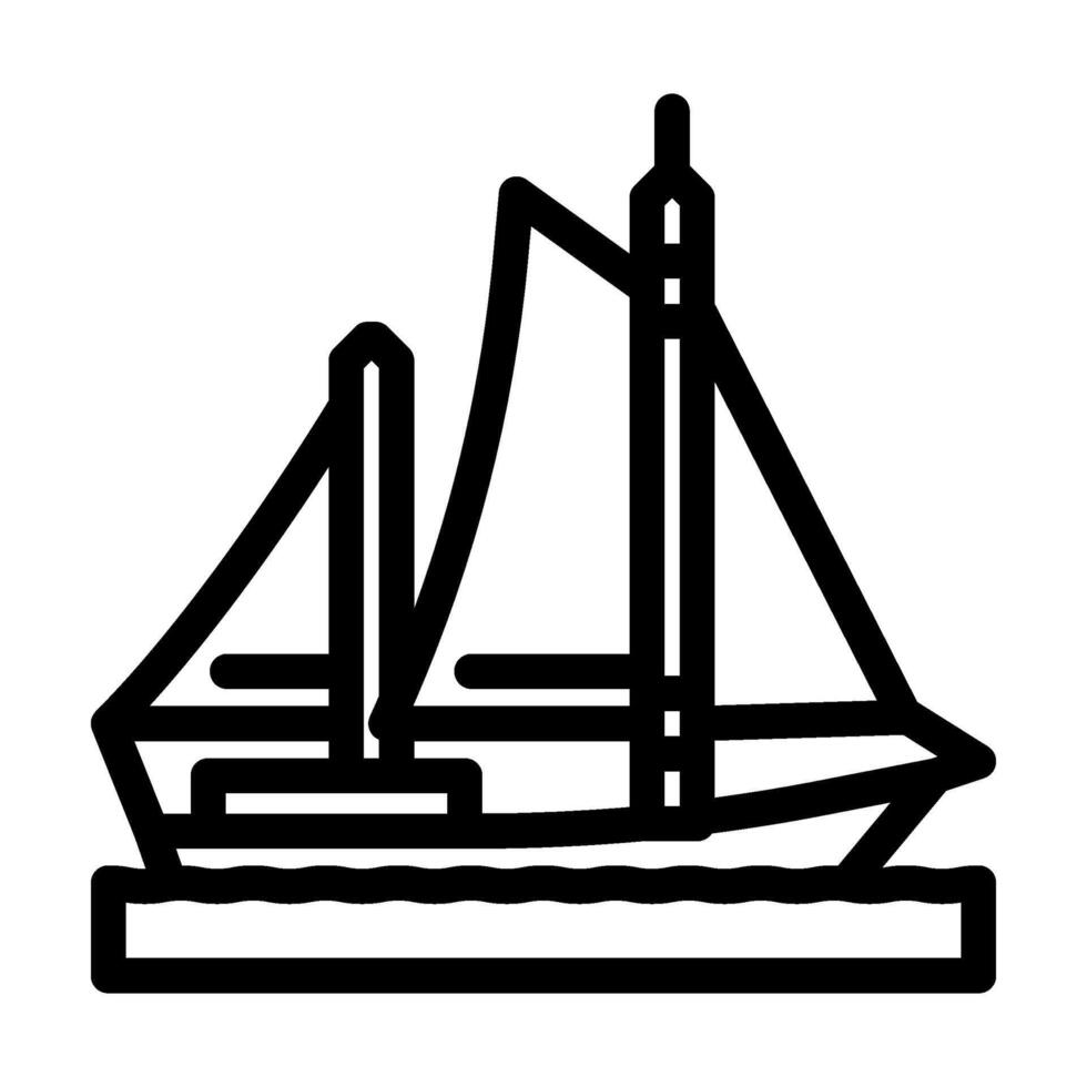 ketch ancient ship line icon illustration vector