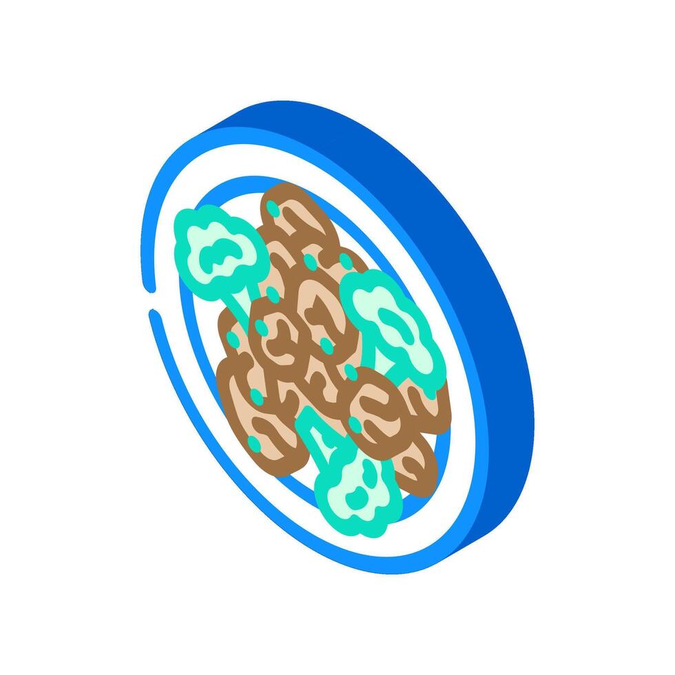 beef and broccoli chinese cuisine isometric icon illustration vector