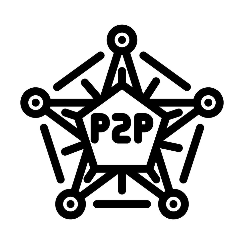 peer to peer nodes decentralized application line icon illustration vector
