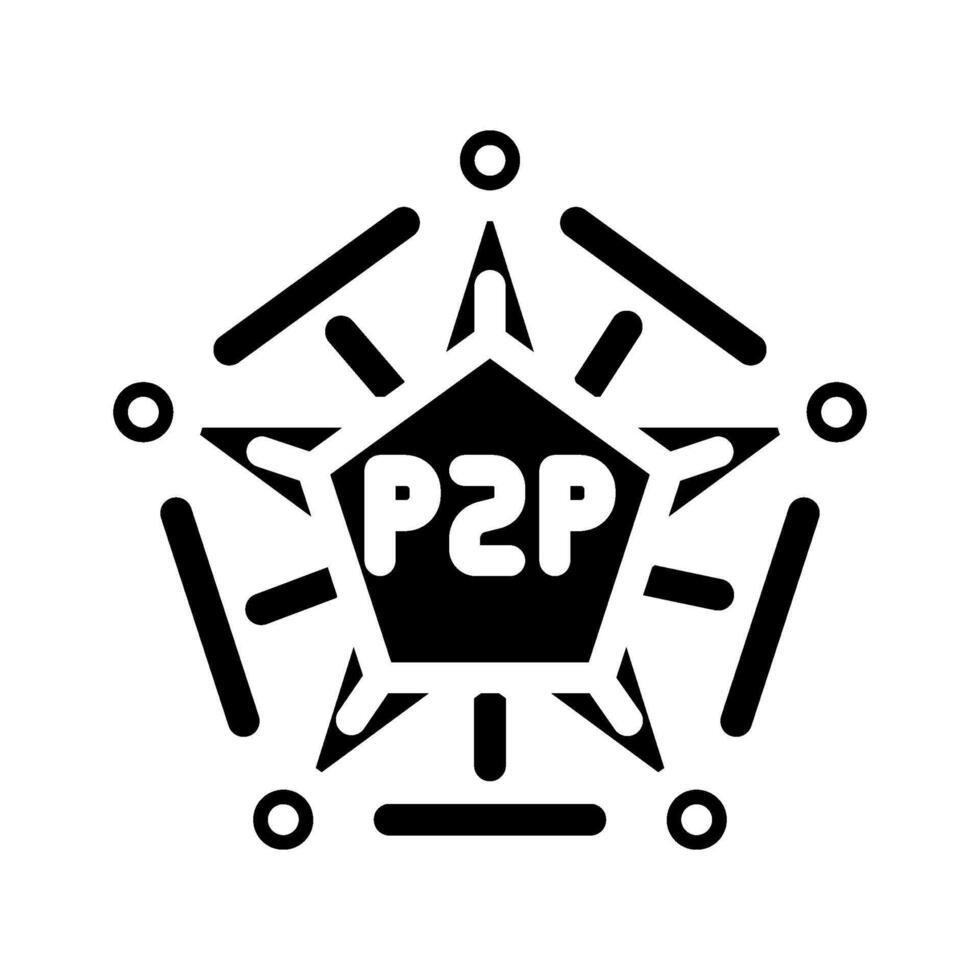 peer to peer nodes decentralized application glyph icon illustration vector