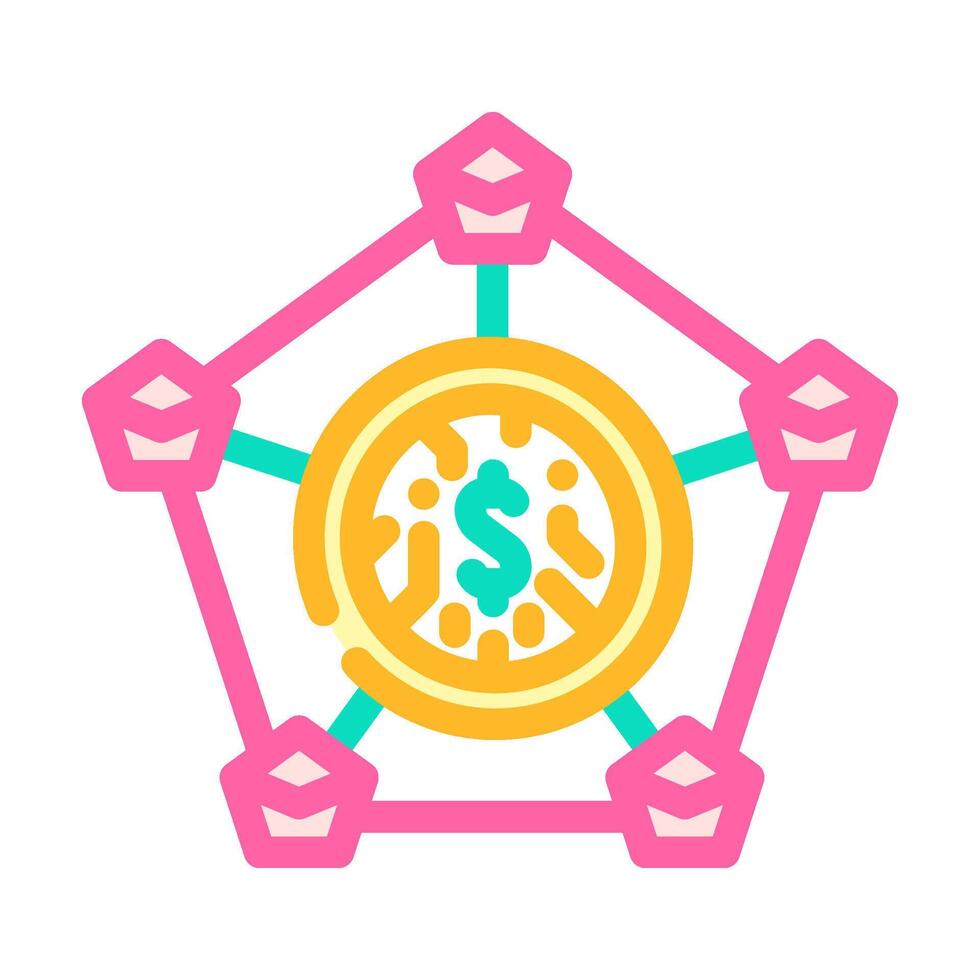 distributed ledger decentralized application color icon illustration vector