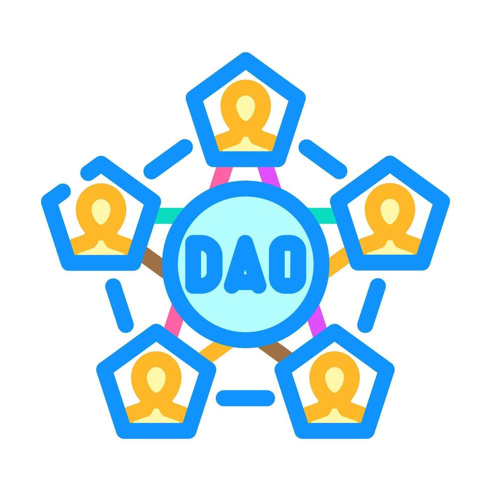 dao decentralized autonomous organization color icon illustration vector