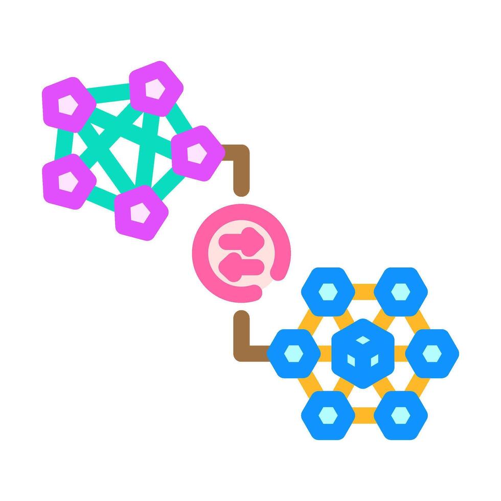 cross chain compatibility decentralized application color icon illustration vector