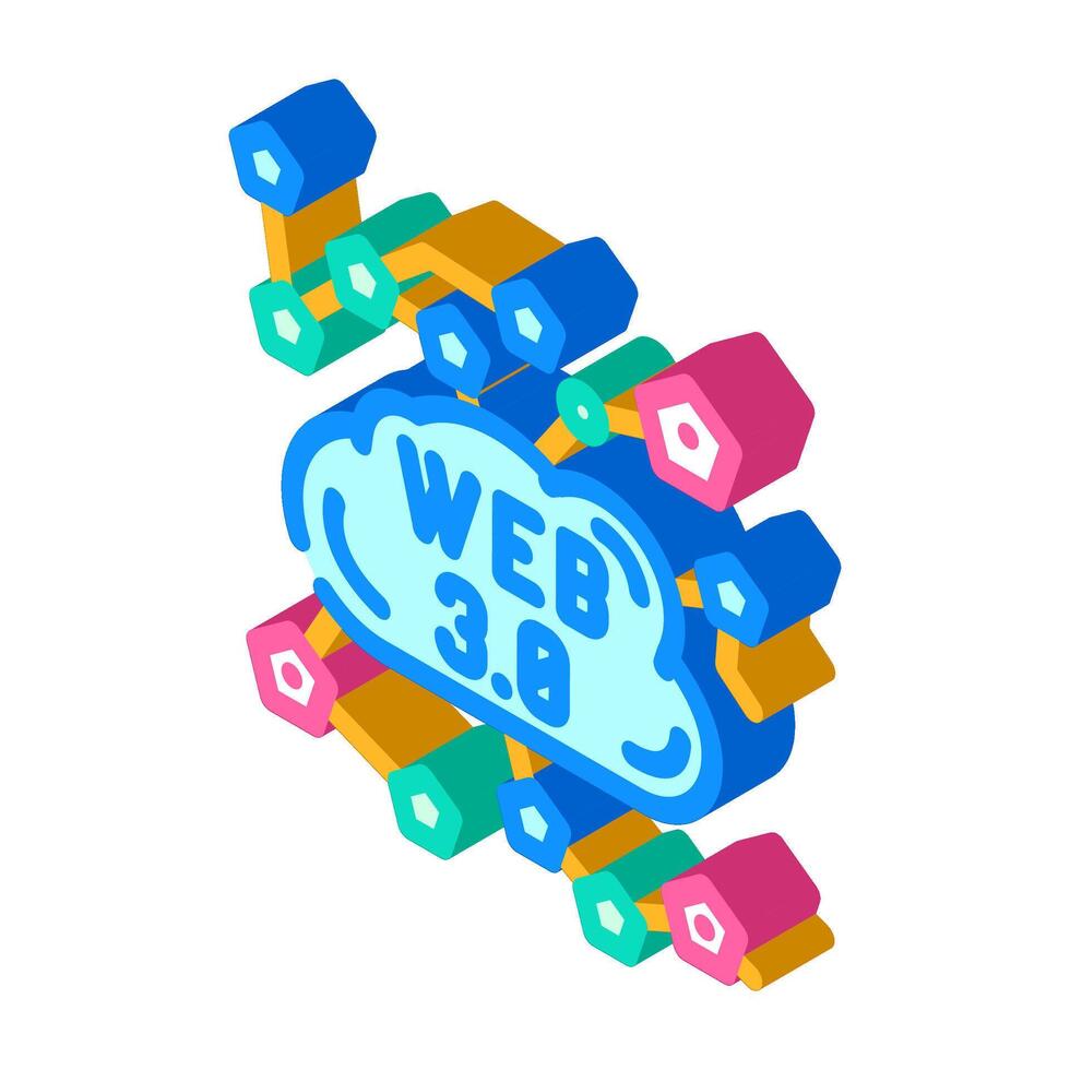 web3 integration decentralized application isometric icon illustration vector