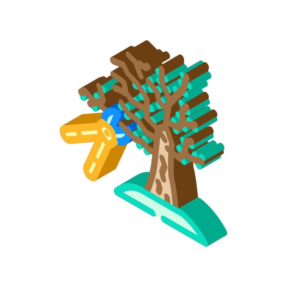 tree pruning garden maintenance isometric icon illustration vector