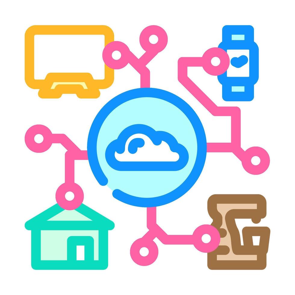 internet of things iot industry 5 color icon illustration vector