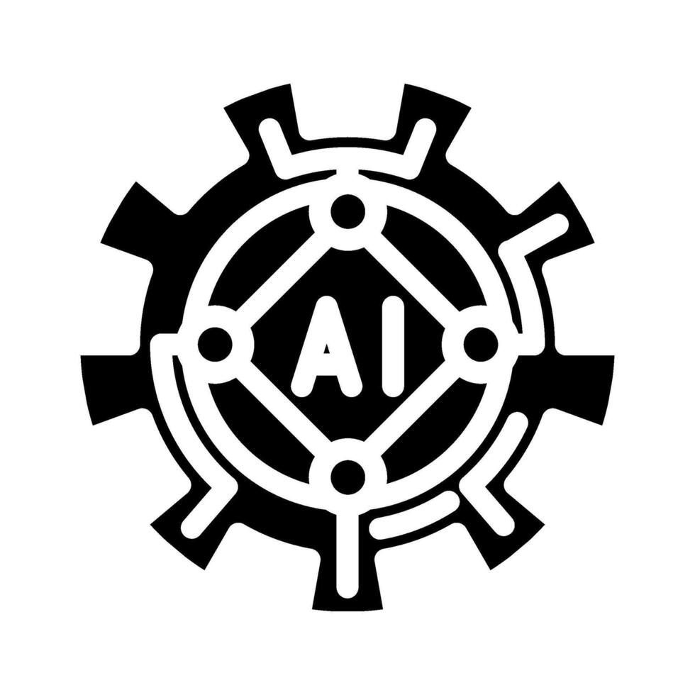 artificial intelligence ai gear industry 5 glyph icon illustration vector