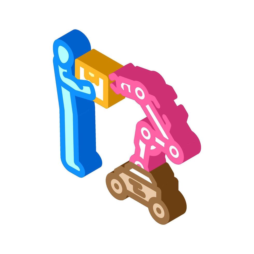 cobots collaborative robots industry 5 isometric icon illustration vector