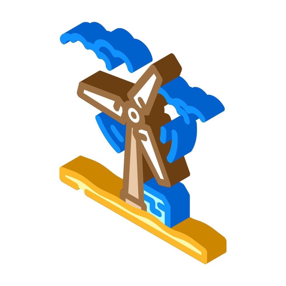 wind turbine industry 3 isometric icon illustration vector
