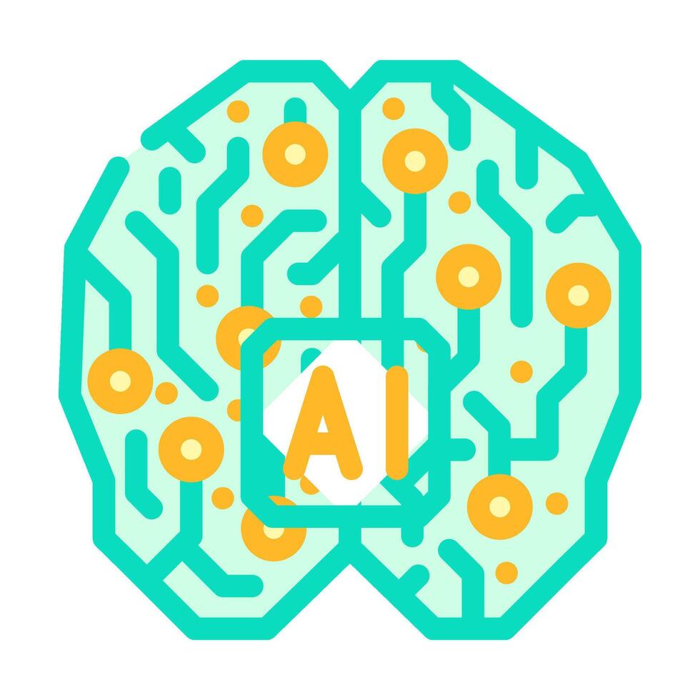 artificial intelligence ai brain industry 4 color icon illustration vector