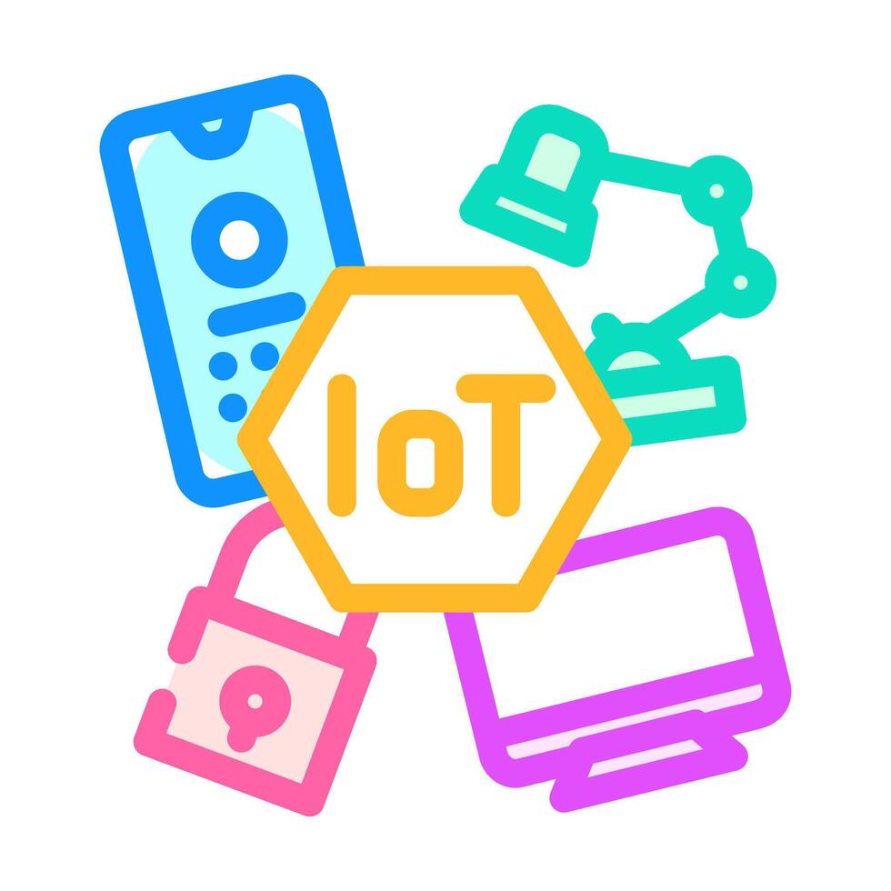 internet of things iot devices industry 4 color icon illustration vector