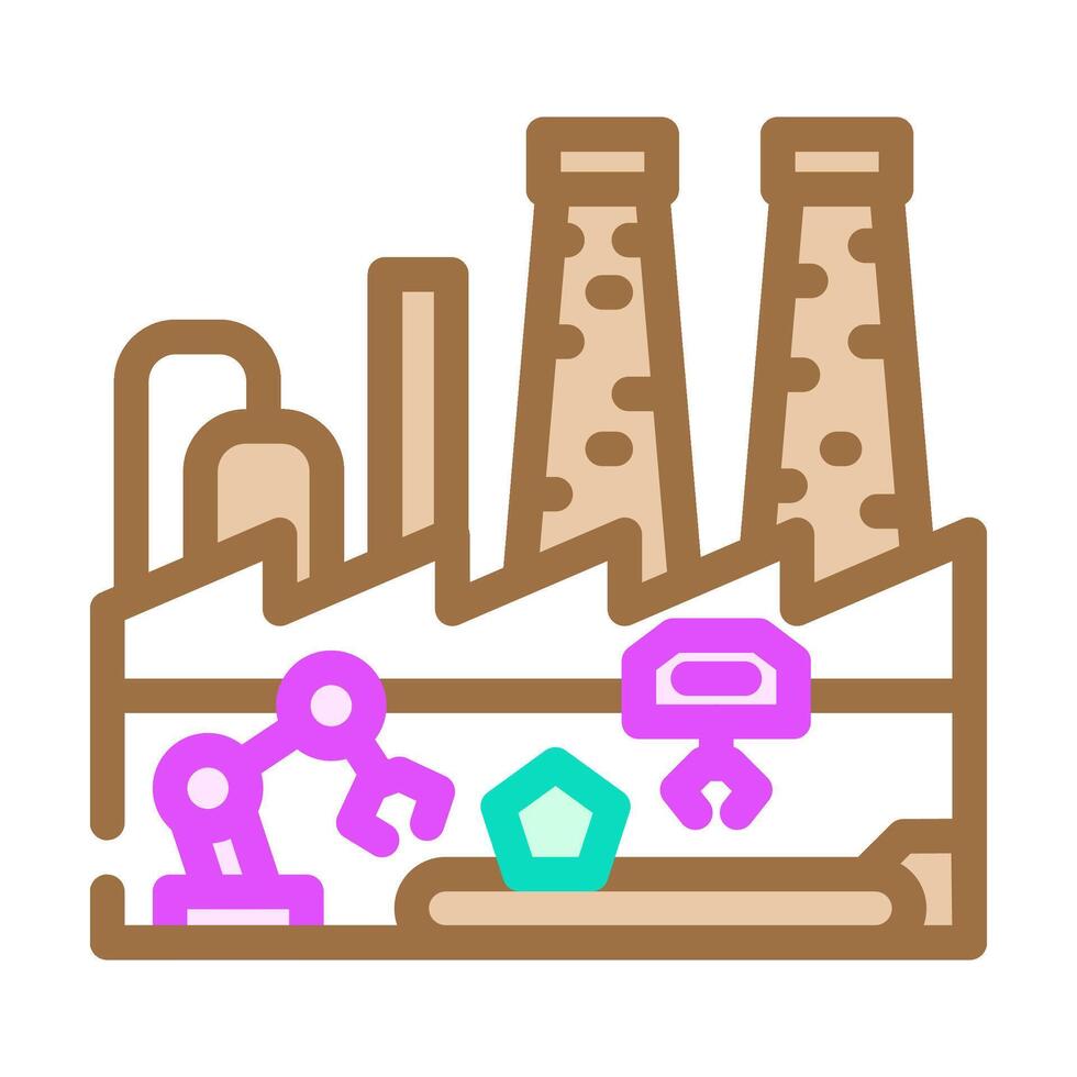smart factory industry 4 color icon illustration vector