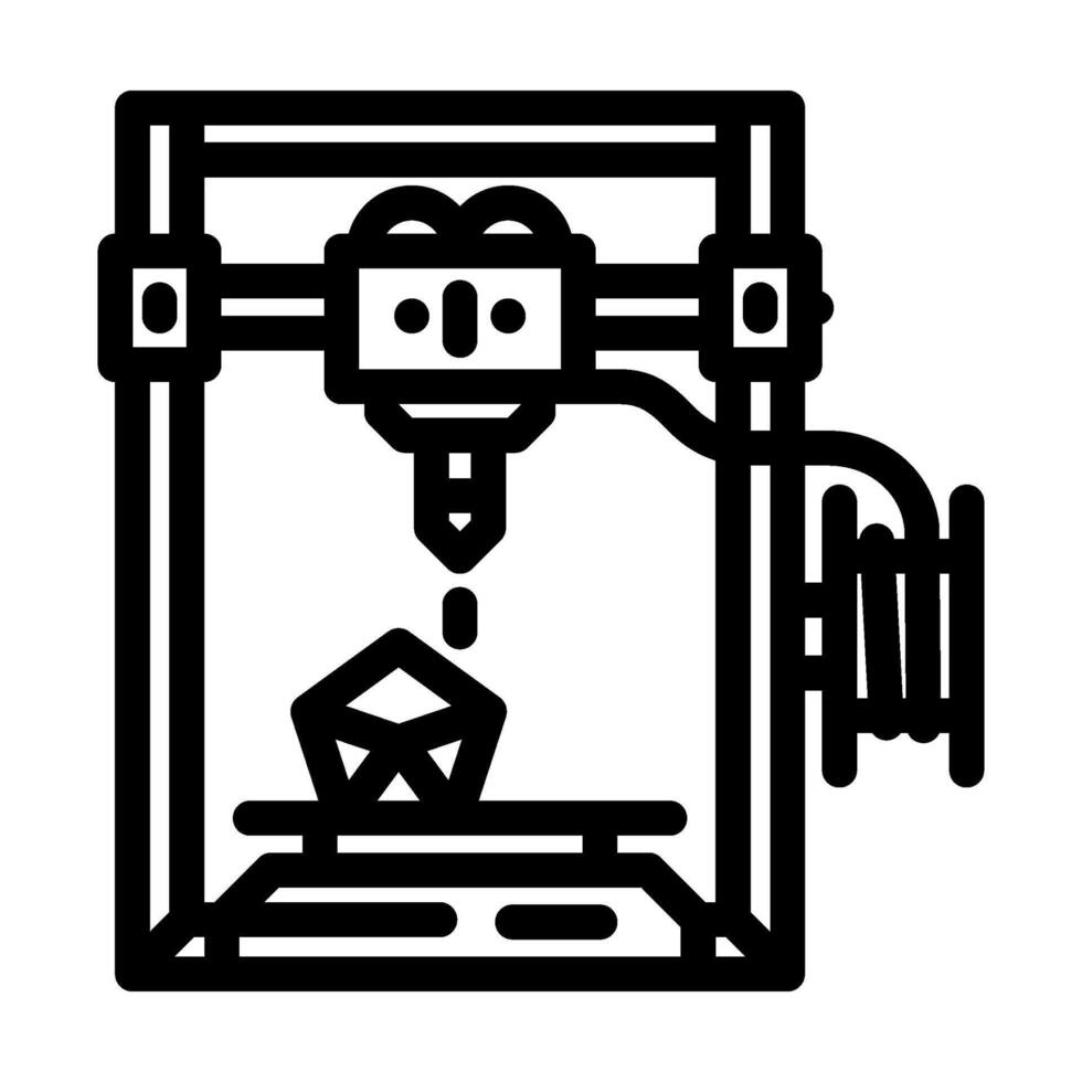 3d printing machine industry 4 line icon illustration vector
