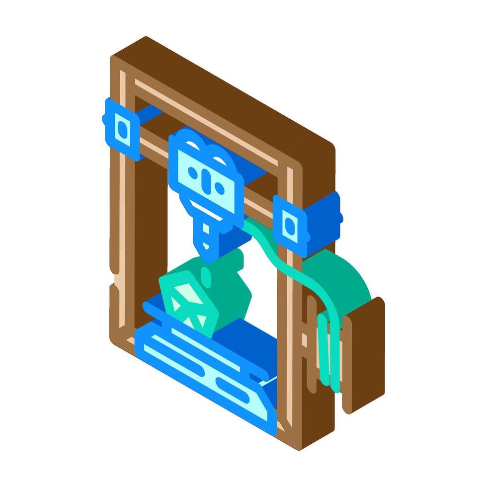 3d printing machine industry 4 isometric icon illustration vector