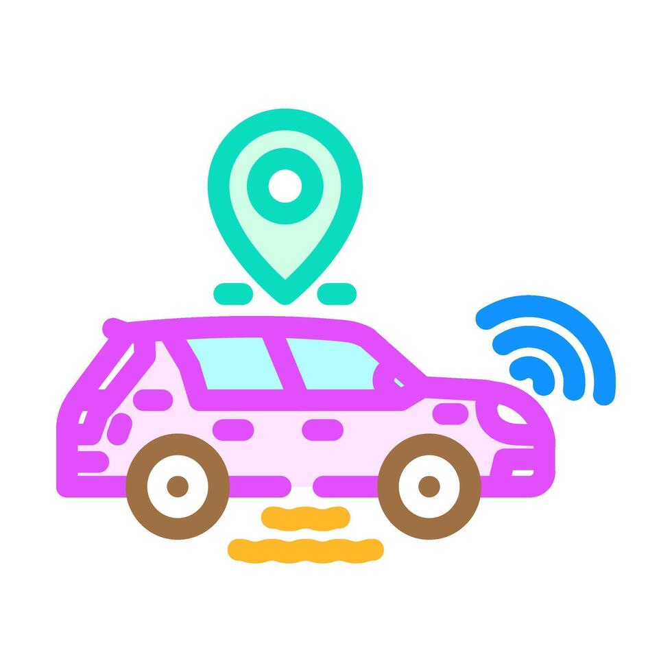 autonomous vehicle industry 4 color icon illustration vector