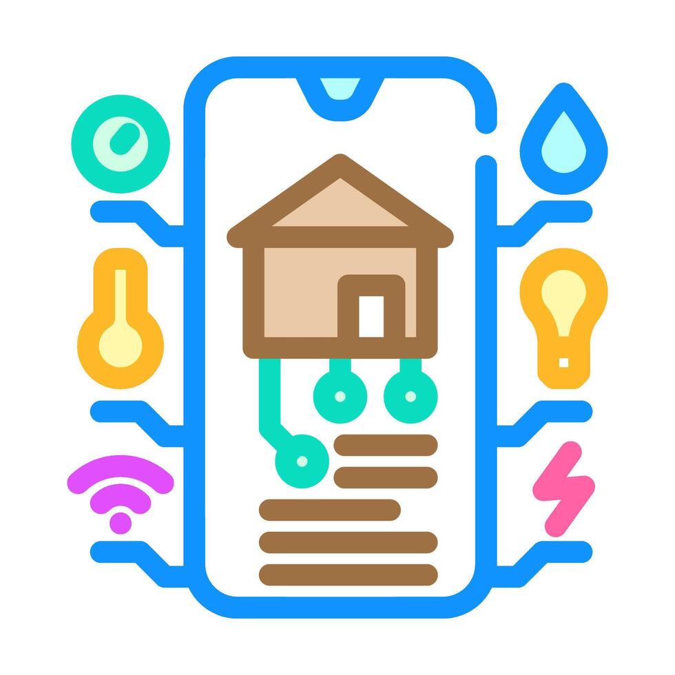 smart home automation industry 4 color icon illustration vector