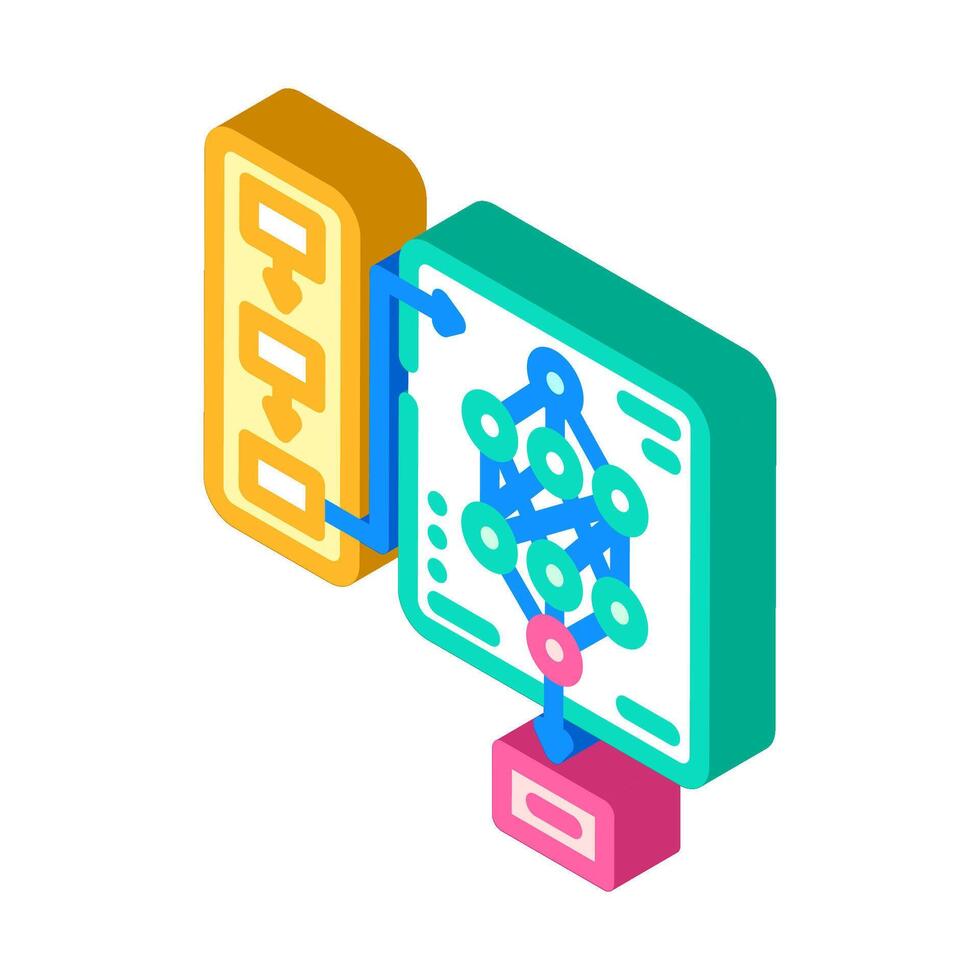 neural network diagram natural language processing nlp isometric icon illustration vector