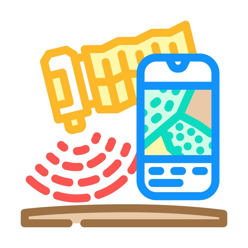 satellite for field mapping color icon illustration vector