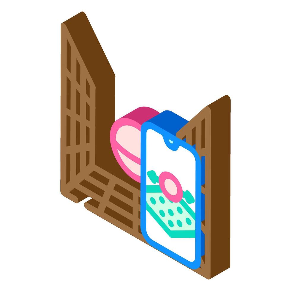 augmented space grid augmented reality isometric icon illustration vector