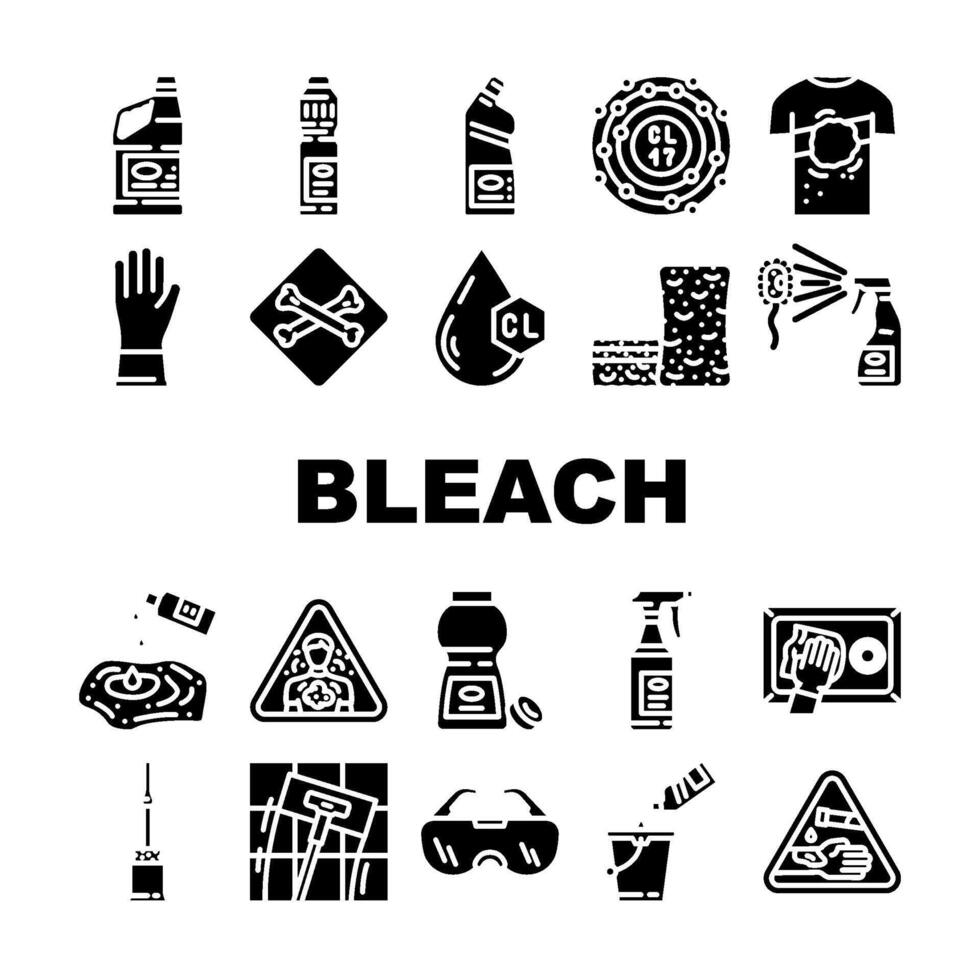 bleach clean germicide disinfect icons set vector