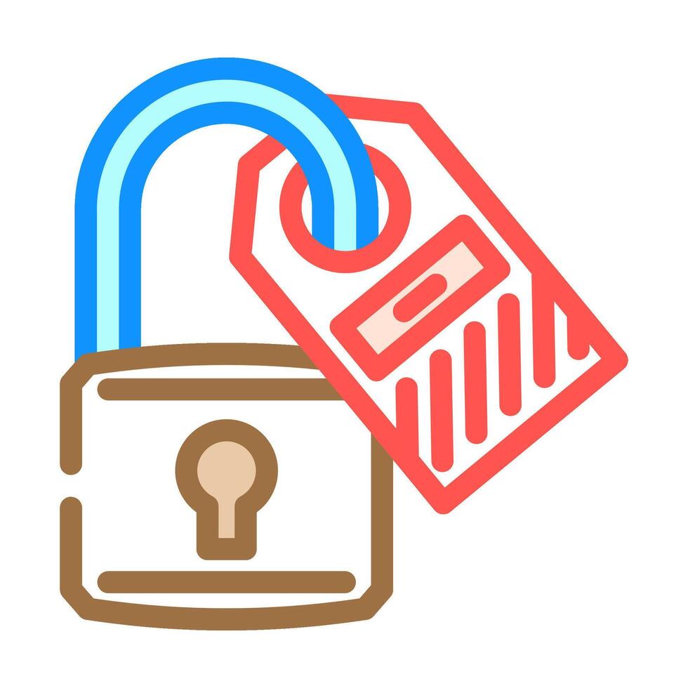 lockout tagout injury prevention color icon illustration vector