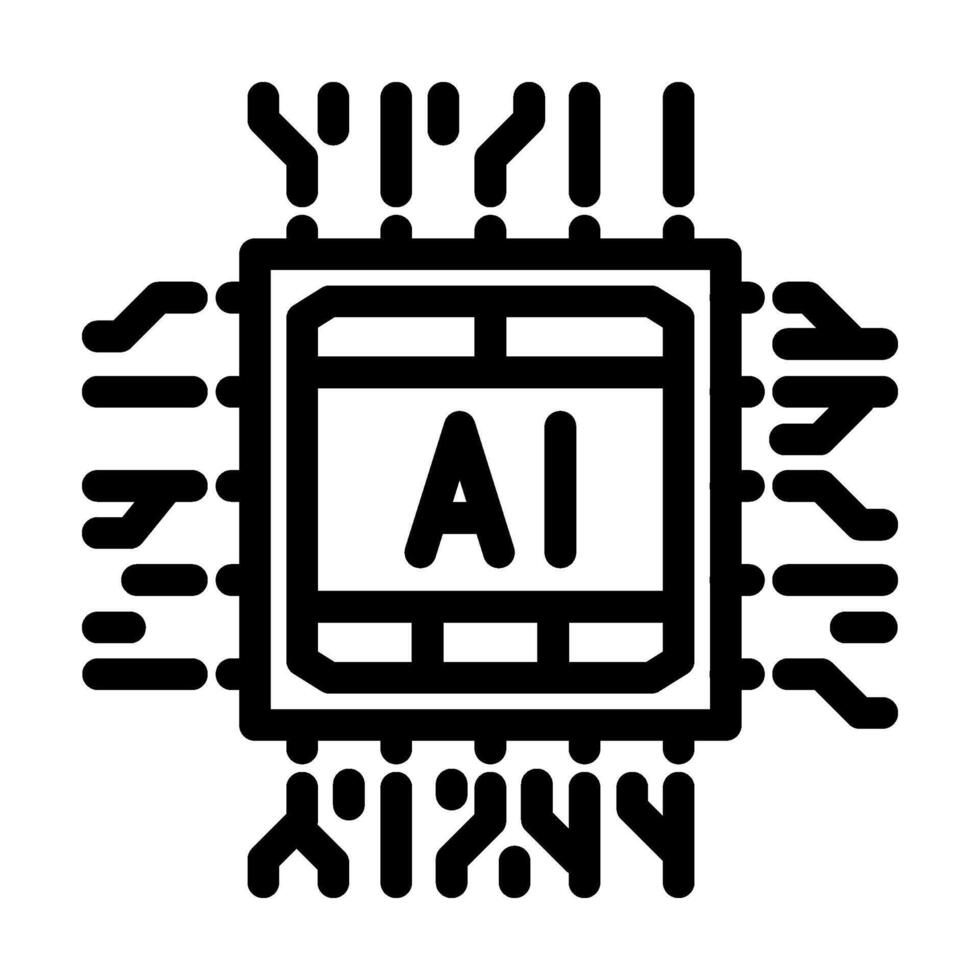 ai optimization chip data center line icon illustration vector