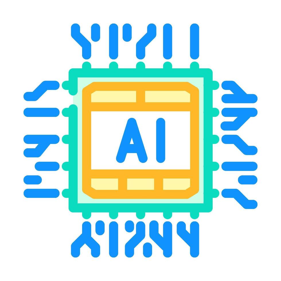 ai optimization chip data center color icon illustration vector