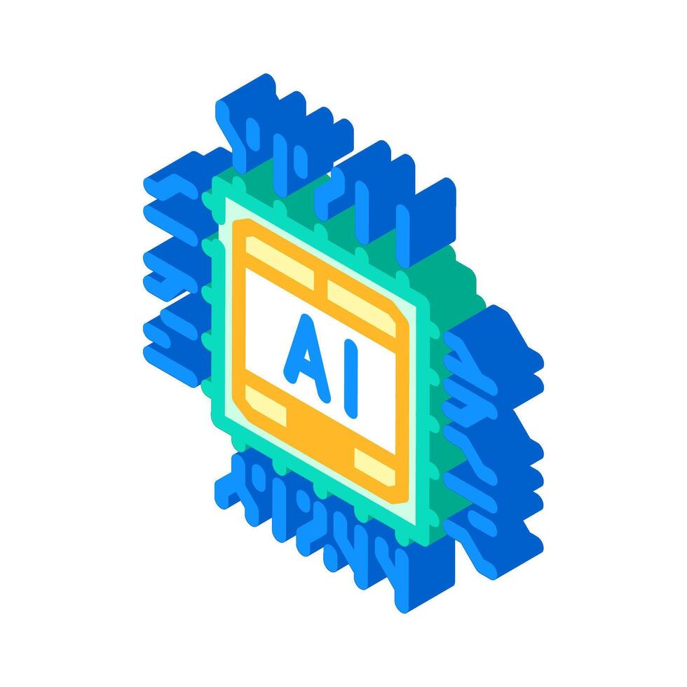 ai optimization chip data center isometric icon illustration vector