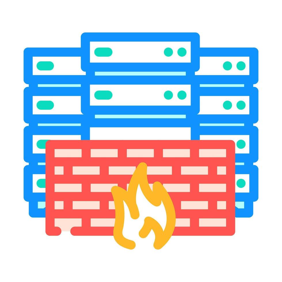 security firewall data center color icon illustration vector