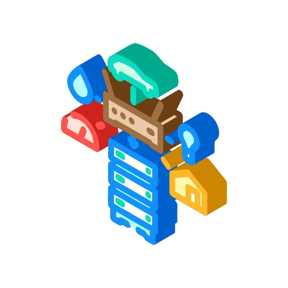 iot gateway data center isometric icon illustration vector