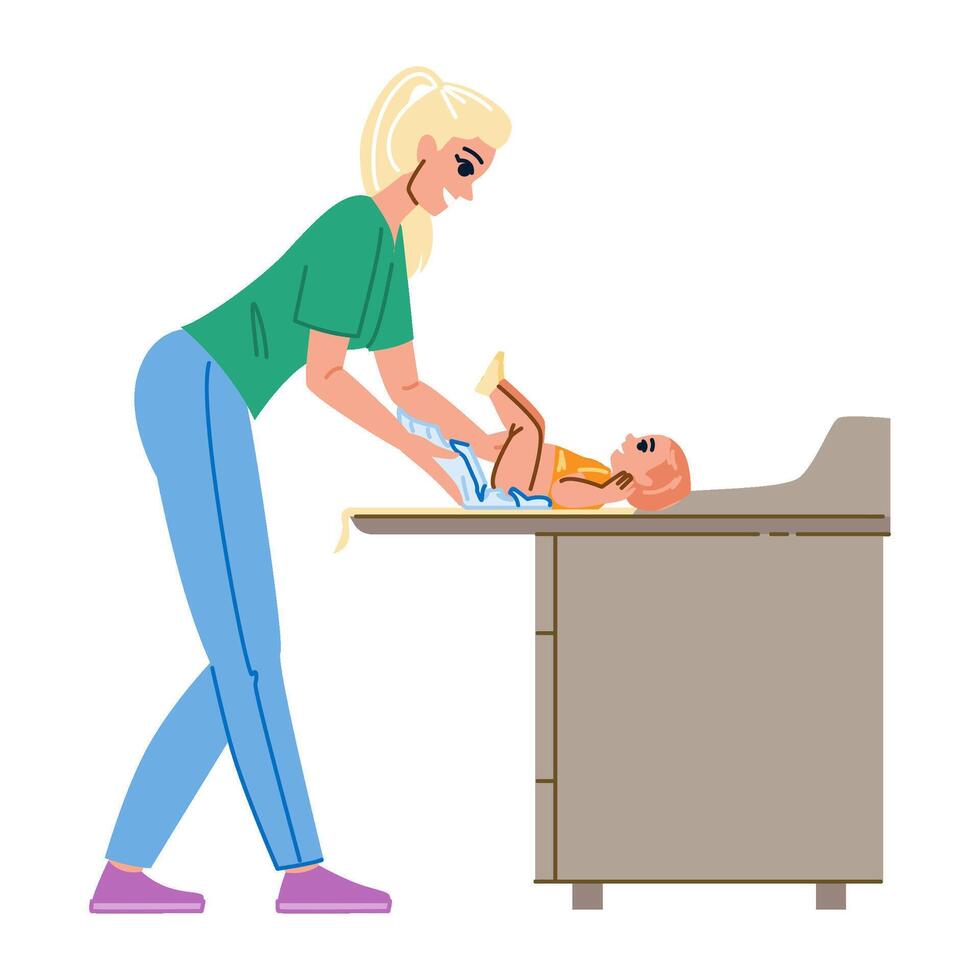 wipes changing baby diaper vector
