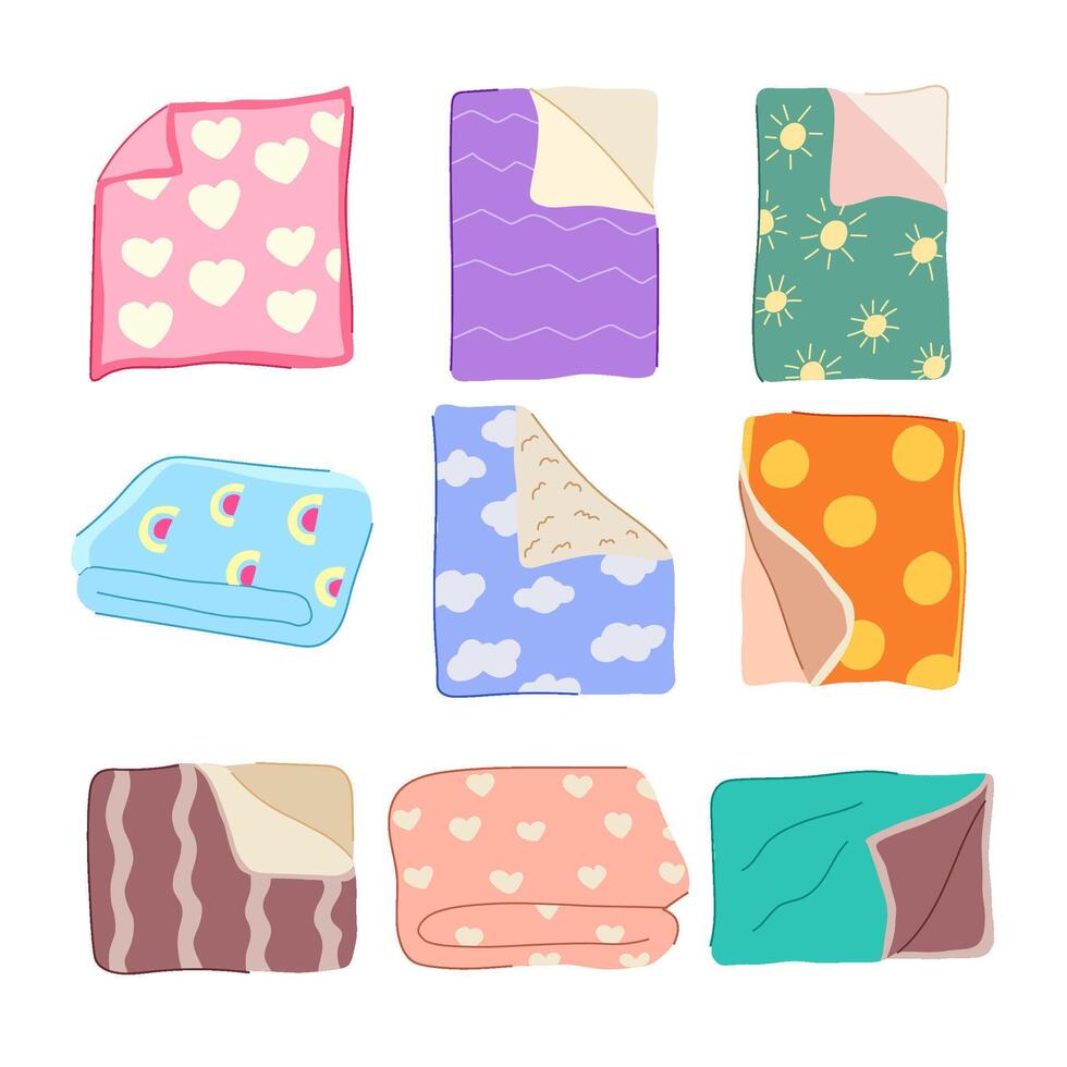 blanket baby set cartoon illustration vector