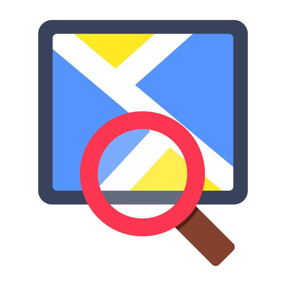 A flat design icon of map search vector