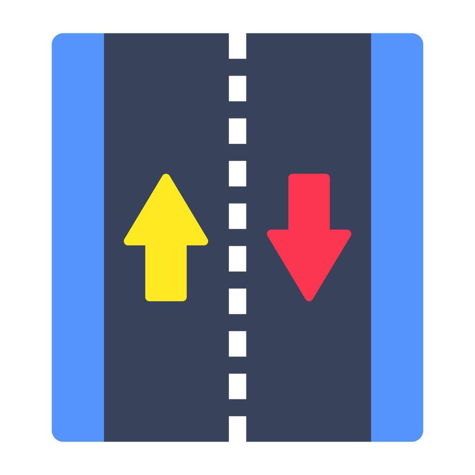 A flat design icon of two Way road vector