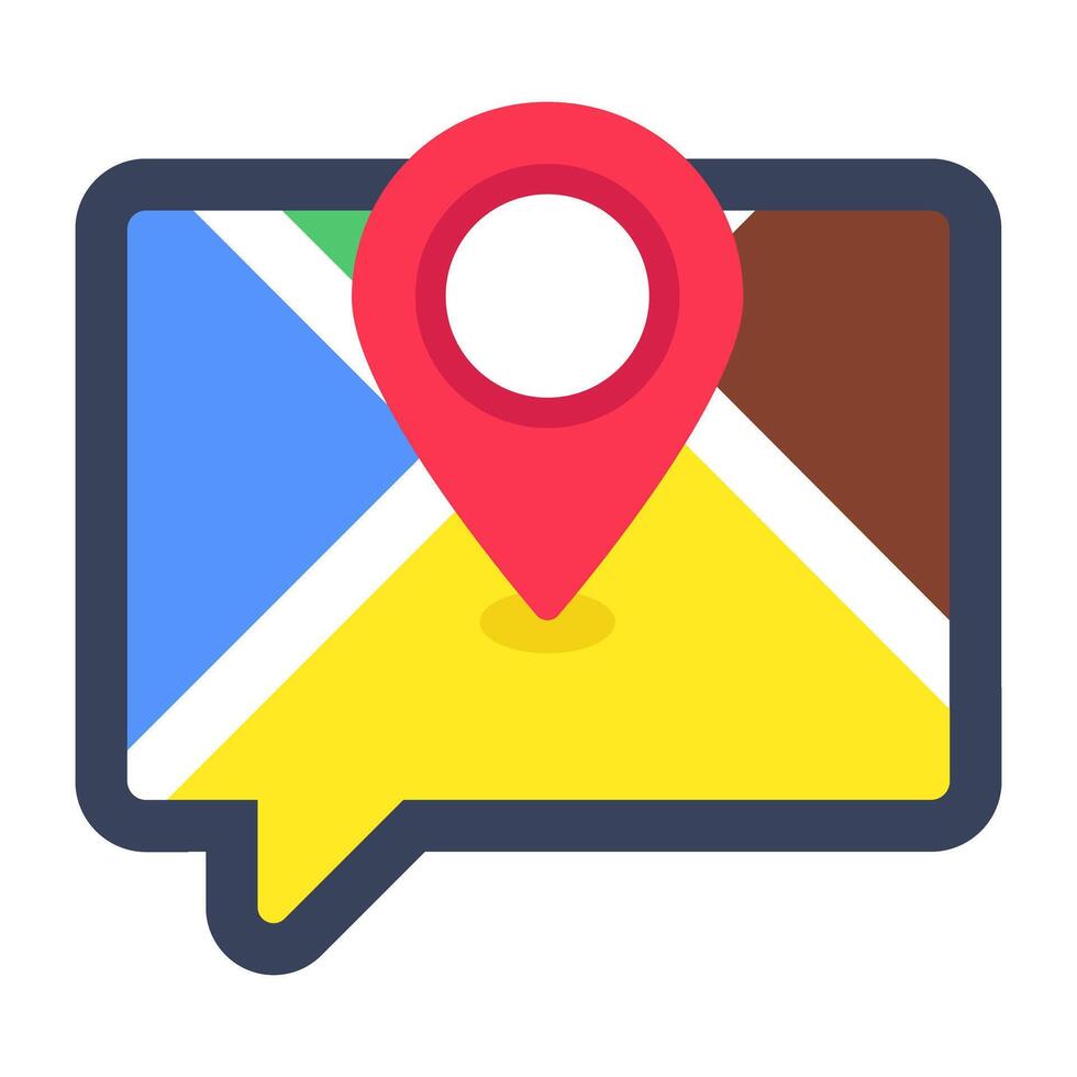 A flat design icon of map chat vector