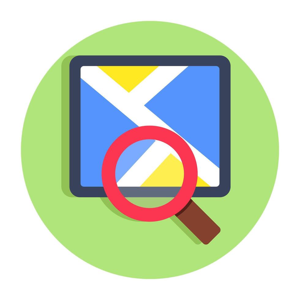 A flat design icon of map search vector