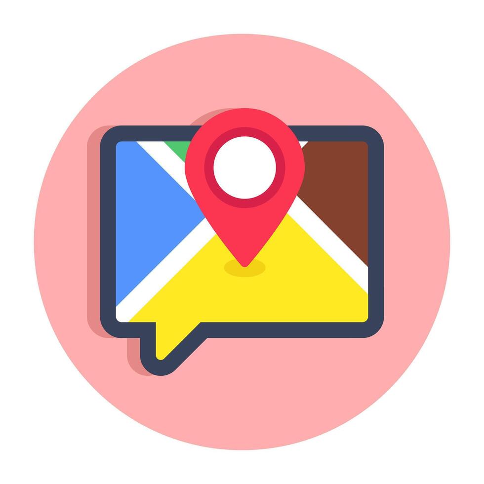 A flat design icon of map chat vector