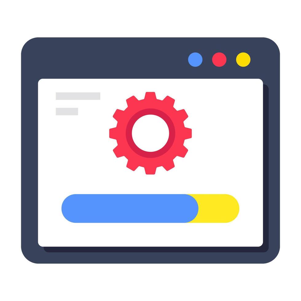 A flat design icon of web setting upload vector